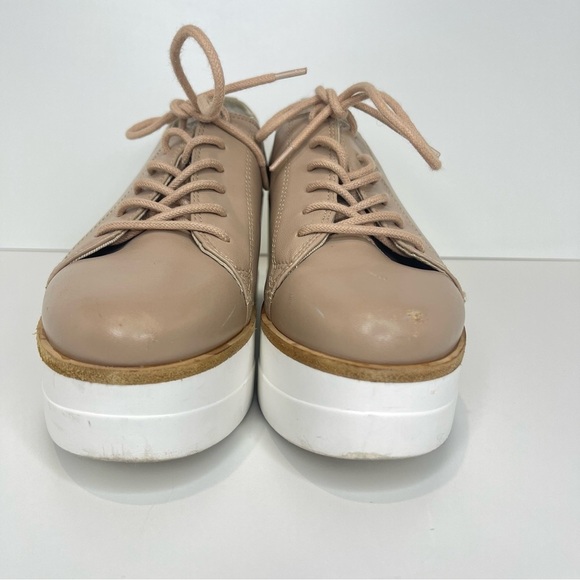 Steve Madden Women’s 8 Kimber Platform Wedge Oxfords‎ Nude Brown Leather Shoes - Picture 5 of 11